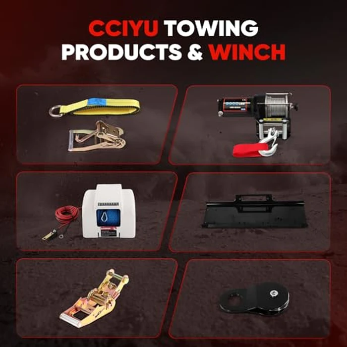 cciyu 12pc Combo Lasso Wheel Axle Lift Straps with 2" Ratchets J Finger Tow Straps Heavy Duty 2" X 8" Long 3335 Lbs Capacity with Hooks for Truck Tie Down Truck Bed Weight by cciyu - Image 7