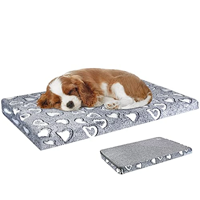 VANKEAN Dog Bed Mat Reversible(Cool & Soft), Stylish 24” Pet Bed Mattress for Dog Crate, Water Proof Linings, Removable Machine Washable Cover, Pet Bed for Small Dog & Cats up to 25lbs, Light Grey by VANKEAN - Used - Good condition