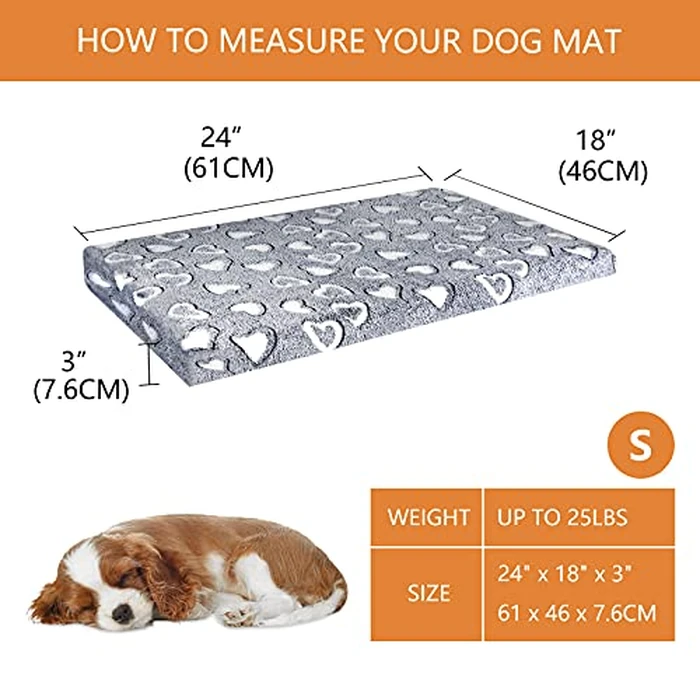 VANKEAN Dog Bed Mat Reversible(Cool & Soft), Stylish 24” Pet Bed Mattress for Dog Crate, Water Proof Linings, Removable Machine Washable Cover, Pet Bed for Small Dog & Cats up to 25lbs, Light Grey by VANKEAN - Image 2