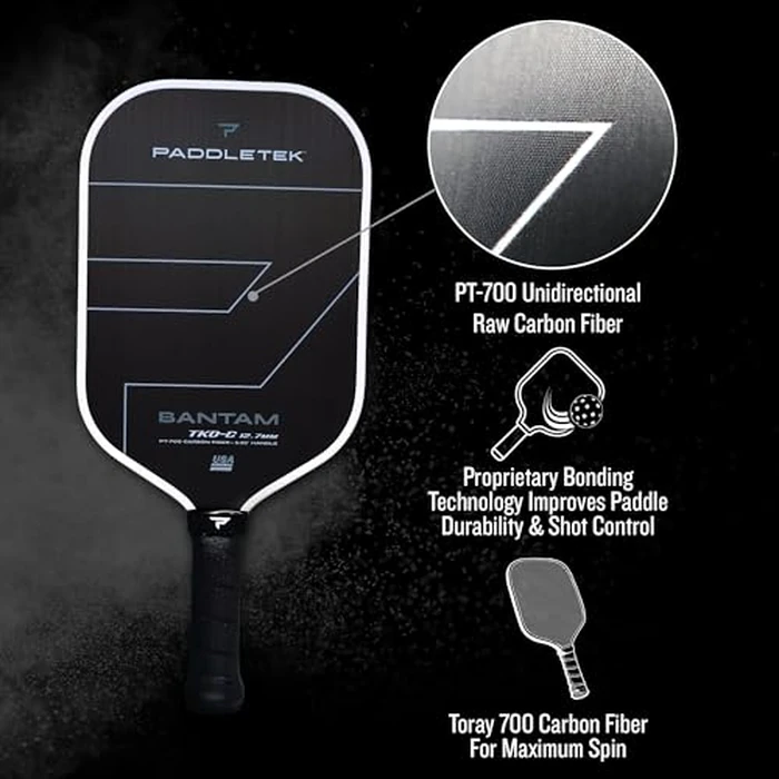 Paddletek Bantam TKO-C 12.7mm Pickleball Paddles with Polymer Honeycomb Core - Unidirectional Carbon Fiber - Torsional Weighting & High Tack Performance Grip - USAPA Approved - 5.25 Inch Handle by Paddletek - Image 5