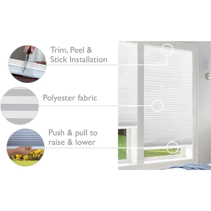 Redi Shade No Tools Easy Lift Trim-at-Home Cordless Cellular Light Filtering Fabric Shade Natural, 30" W x 64" L, (Fits windows 19"- 30") by Redi Shade - Image 2