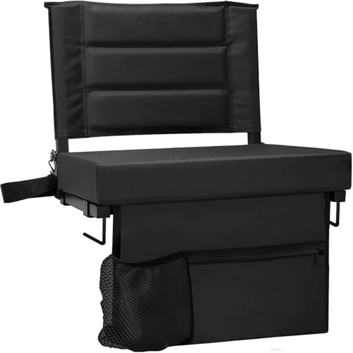 Stadium Bleacher Seats with Detachable Padded Cushion＆Backs Support,Portable Memory Foam Folding Bleacher Chair with Shoulder Strap,Perfect Bleacher Cushion for Sports Outdoor Events (1, Black) by YULUOO - Image 1