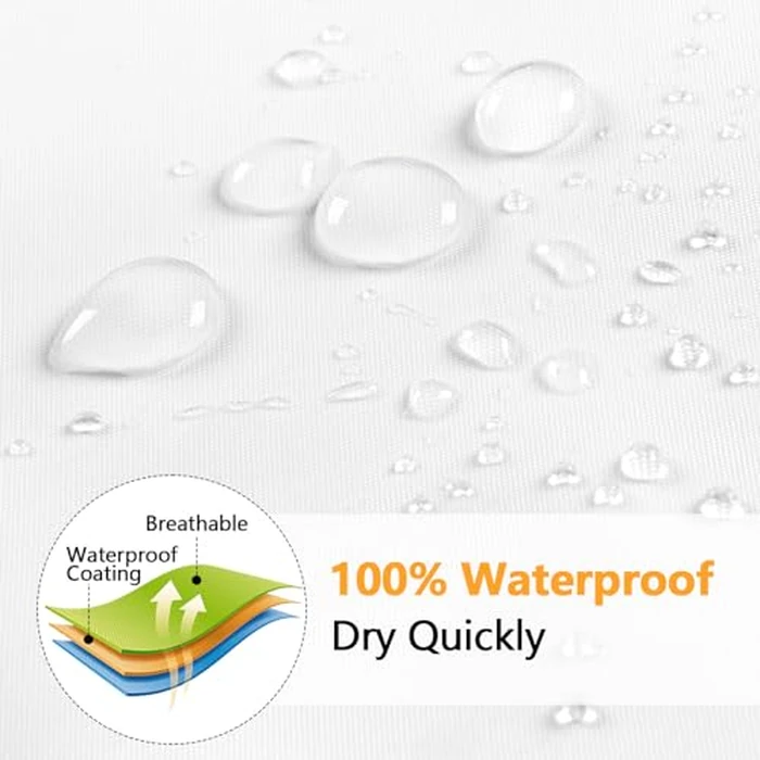 Seenus Waterproof Fabric Shower Curtain Liner with 3 Large Magnets, 60 x 72 inch Washable Cloth Shower Liner Neutral White, Bathoom Shower Curtain Lightweight for Walk in Stall by Seenus - Image 3