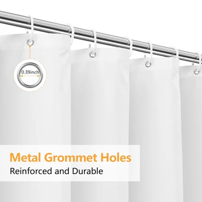Seenus Waterproof Fabric Shower Curtain Liner with 3 Large Magnets, 60 x 72 inch Washable Cloth Shower Liner Neutral White, Bathoom Shower Curtain Lightweight for Walk in Stall by Seenus - Image 5