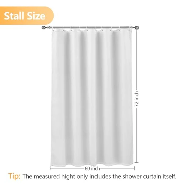 Seenus Waterproof Fabric Shower Curtain Liner with 3 Large Magnets, 60 x 72 inch Washable Cloth Shower Liner Neutral White, Bathoom Shower Curtain Lightweight for Walk in Stall by Seenus - Image 6