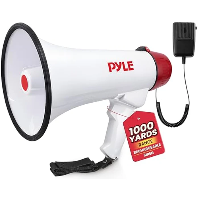 Pyle Megaphone - 40W Professional PA Bullhorn with Rechargeable Battery, with Mic, Siren and Aux In for iPod/MP3 Devices for Music, Compact Design with Powerful Projection and Range by Pyle - Used - Like New condition - CA$37.88