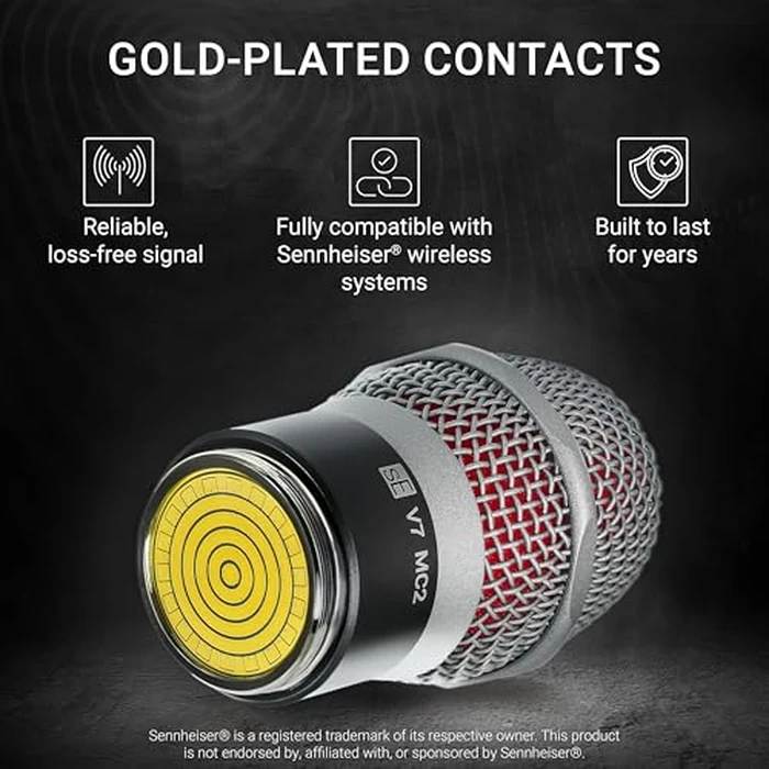 SE ELECTRONICS V7 MC2 Wireless Microphone Capsule - Compatible with Sennheiser Wireless Transmitters - Professional Dynamic Microphone for Singing, Speech & Music Studio Recording (Black) by SE ELECTRONICS - Image 4