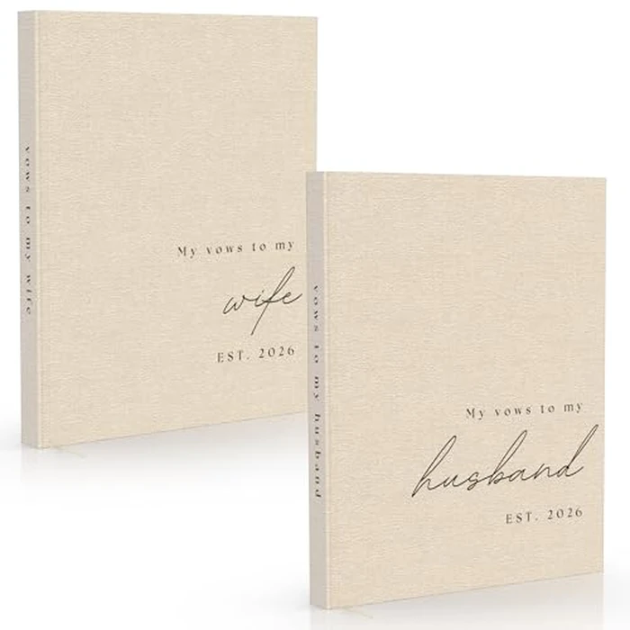 Wedding Vow Books His and Hers - 2 Pack Personalized 2026 Year His & Hers Book - Linen Hardcover Bride and Groom Notebook for Ceremony Vows - Bookmark & Lined Pages - Renewal & Wedding Must Haves by Paige McRae Home & Decor - Image 1