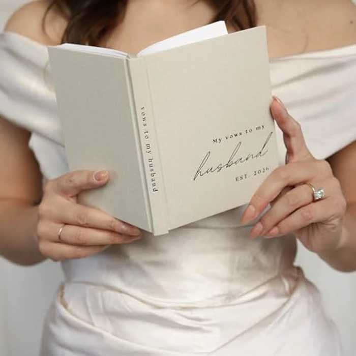 Wedding Vow Books His and Hers - 2 Pack Personalized 2026 Year His & Hers Book - Linen Hardcover Bride and Groom Notebook for Ceremony Vows - Bookmark & Lined Pages - Renewal & Wedding Must Haves by Paige McRae Home & Decor - Image 2