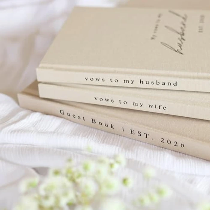 Wedding Vow Books His and Hers - 2 Pack Personalized 2026 Year His & Hers Book - Linen Hardcover Bride and Groom Notebook for Ceremony Vows - Bookmark & Lined Pages - Renewal & Wedding Must Haves by Paige McRae Home & Decor - Image 9