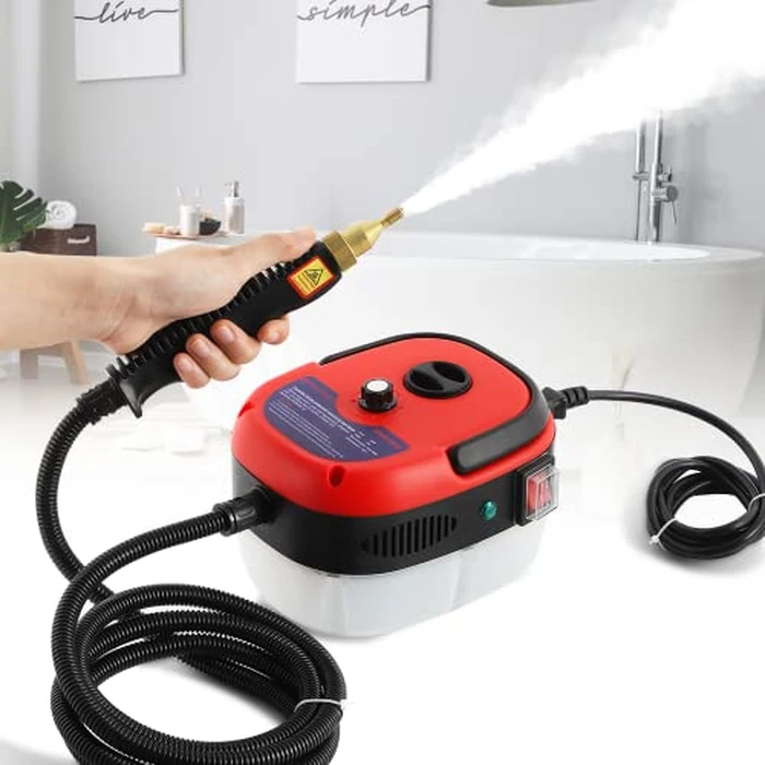 Moongiantgo High Pressure Steam Cleaner, 2500W Portable High Temp Bathroom Power Steamer Cleaning Machine Steam Humidity Adjustable For Home Use Kitchen Grease Car Detailing (110V, Red) by Moongiantgo - Used - Good condition