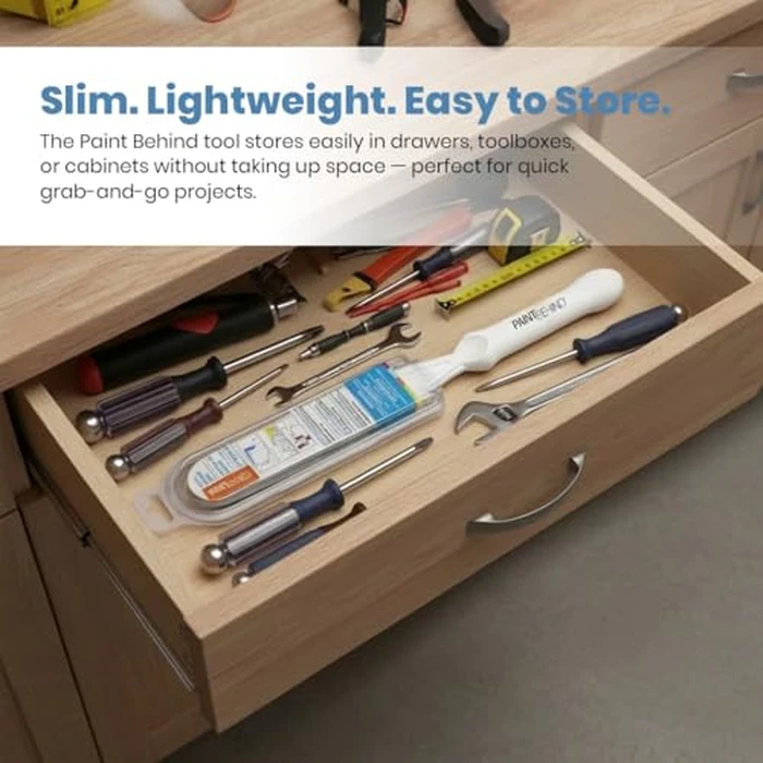 PAINT BEHIND -16 in L x 12 in W x 19 in H - Nylon Tool w/Paint Stir Stick- Easily Hard to Reach Areas, Flat Paint Brush, Toilet Wall Painting Supplies for Home Improvement Paint Kit by PAINT BEHIND - Image 7