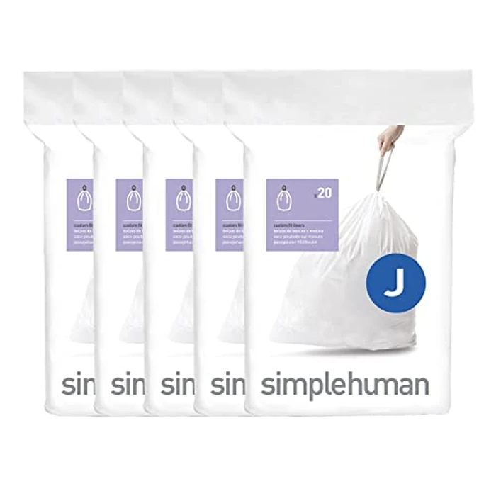 simplehuman Code J 100 Count, Dispenser Pack Custom Fit Liners, Drawstring Trash Bags, 30-45 Liter / 8-12 Gallon, White by simplehuman - Used - Very Good condition