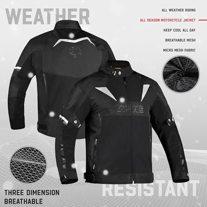 J.A.G. JAG Mesh Motorcycle Biker Jacket-CE Level 1 Armor Motorbike Jacket Men-High Visibility Riding Jacket with Armor (US, Alpha, Large, Regular, Regular, Black) by J.A.G. - Image 4