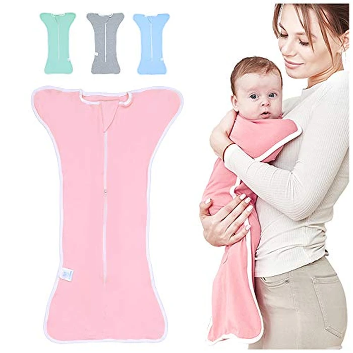 NARUTOO Baby Swaddle Sack, Pure Cotton Newborn Blankets Baby Muslin Swaddle Sleeping Bag 2-6 Months (Pink) by NARUTOO - Image 1