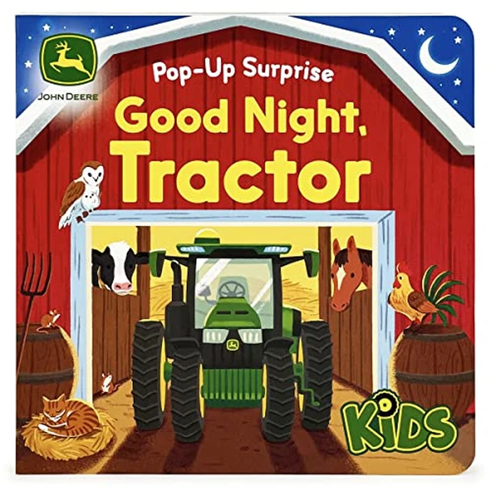 John Deere Kids Good Night Tractor on the Farm: Deluxe Lift-a-Flap & Pop-Up Surprise Board Book, Ages 2-6 by Cottage Door Press - Image 1