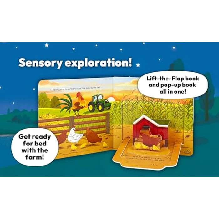 John Deere Kids Good Night Tractor on the Farm: Deluxe Lift-a-Flap & Pop-Up Surprise Board Book, Ages 2-6 by Cottage Door Press - Image 2