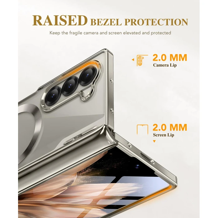 BERFY for Galaxy Z Fold 7 Case, Compatible with Magsafe, Built-in Screen Protector & Hinge Protection, Clear Plating Design Full-Body Slim Shockproof Protective Phone Case for Samsung Z Fold 7, Grey by BERFY - Image 6
