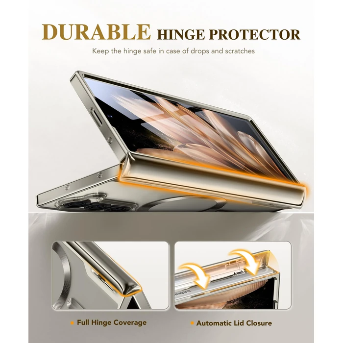 BERFY for Galaxy Z Fold 7 Case, Compatible with Magsafe, Built-in Screen Protector & Hinge Protection, Clear Plating Design Full-Body Slim Shockproof Protective Phone Case for Samsung Z Fold 7, Grey by BERFY - Image 7