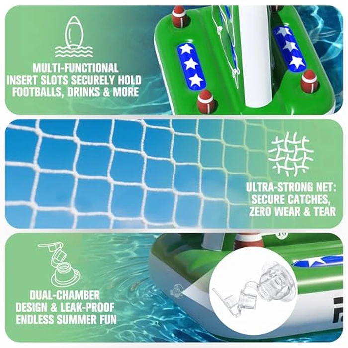 ZoneJoy Inflatable Football Toss Game for Pool - Water Football Target with Lights,Football Pool Game Solar Powered,4 Balls & 1Pumps, Dual Net Design, Stable Base, Summer Pool Game for Kids & Adults by ZoneJoy - Image 6
