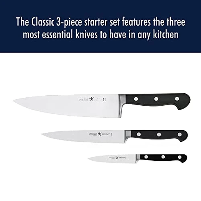 HENCKELS Classic Razor-Sharp 3-Piece Kitchen Knife Set, Chef Knife, Paring Knife, Utility Knife, German Engineered Informed by 100+ Years of Mastery, Stainless Steel by HENCKELS - Image 2