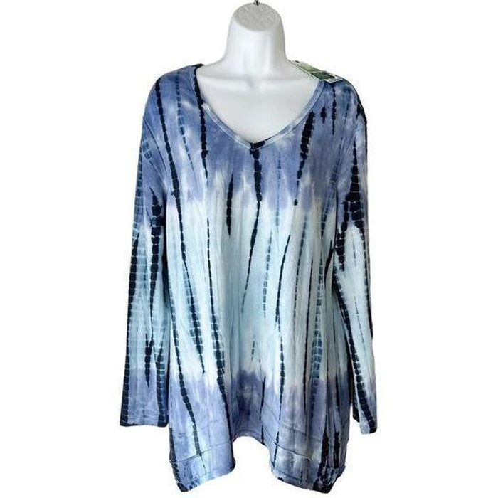 GreenTea Women's Tie Dye Top L - Scandia Blue by GreenTea - Refurbished - Brand New condition - US$20.48