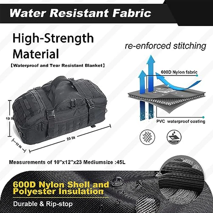 3 In 1 Tactical 30L Military Backpack Travel Duffle Bag for Weekender Gym Workout Deployment by HYKING - Image 3