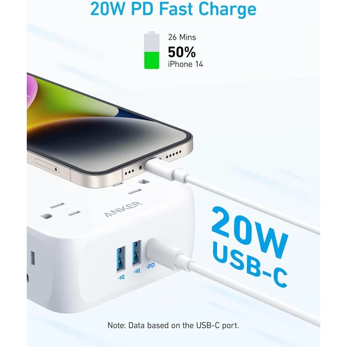 Anker 341 USB Power Strip 5ft | A9183 - White by Anker - Image 3