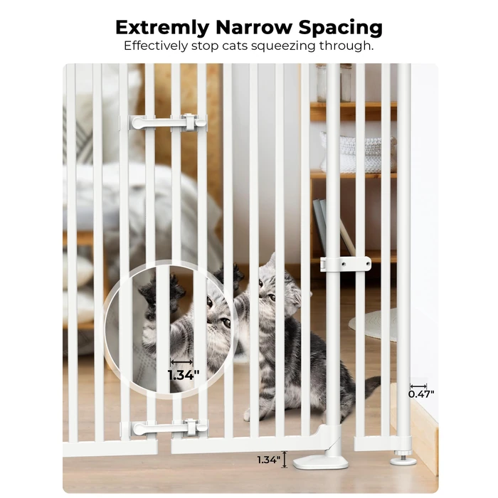 Extra Tall Cat Gate for Doorway: Sprouterie 74.8"-90.5" Tall Cat Gates for Pet 30.3"-38.2" Wide Pressure Mount No Wall Drilling for Indoor Stairs Doorway Room Door Dog Safety Barrier No Toddler by Sprouterie - Image 4