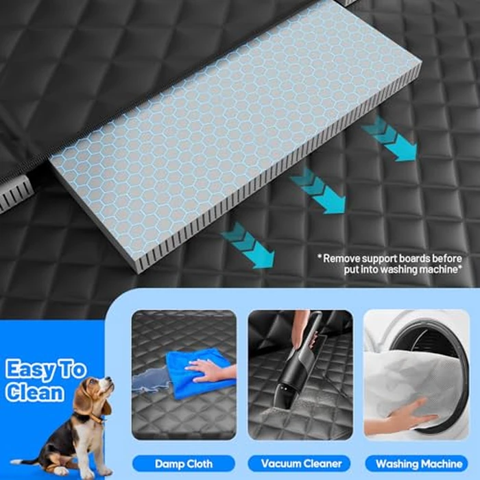 Dog Car Seat Cover for Back Seat with Hard Bottom,Waterproof Back Seat Extender for Dogs,Dog Hammock Dogs Bed for Cars, SUVs,Pet Seat Cover for Back Seat Holds 400lbs with Mesh Window & Pocket by HikeSeptPals - Image 5