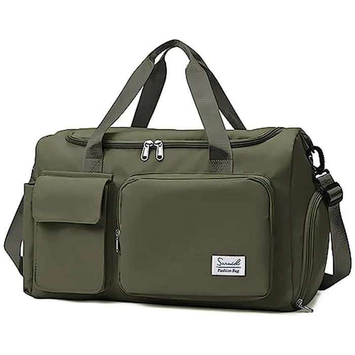 Suruid Sports Gym Bag with Shoes Compartment Travel Duffel Bag with Dry Wet Separated Pocket for Men and Women, Overnight Bag Weekender Bag Training Handbag Yoga Bag, Olive Green by Suruid - Image 1