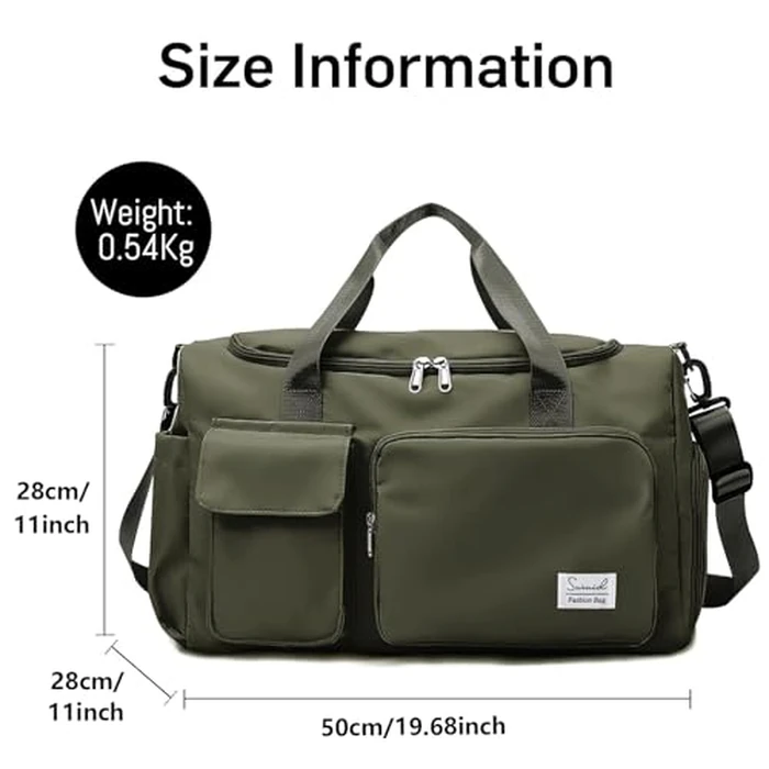 Suruid Sports Gym Bag with Shoes Compartment Travel Duffel Bag with Dry Wet Separated Pocket for Men and Women, Overnight Bag Weekender Bag Training Handbag Yoga Bag, Olive Green by Suruid - Image 2