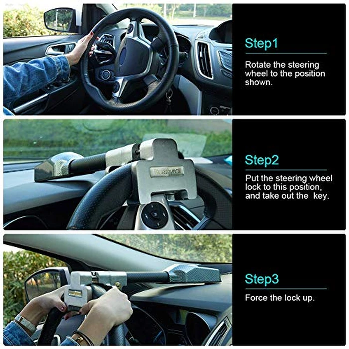 Blueshyhall Steering Wheel Lock with Alarm, Vehicle Anti-Theft Security Lock Universal for Car Truck SUV Van by Blueshyhall - Image 3