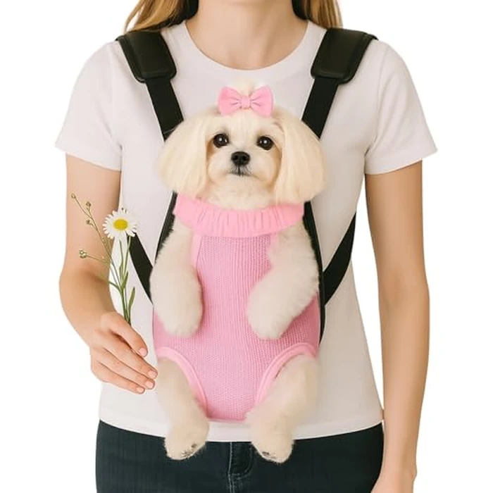 Mosago Dog Backpack Carrier, Thick Straps & Cushion, Pet Sling Front Backpacks for Small Medium Dogs 4-7 Lbs, Legs Out, Adjustable Wearable Puppy Chest Travel Bag, Easy-Fit for Hiking/Walking/Camping by mosago - Image 1