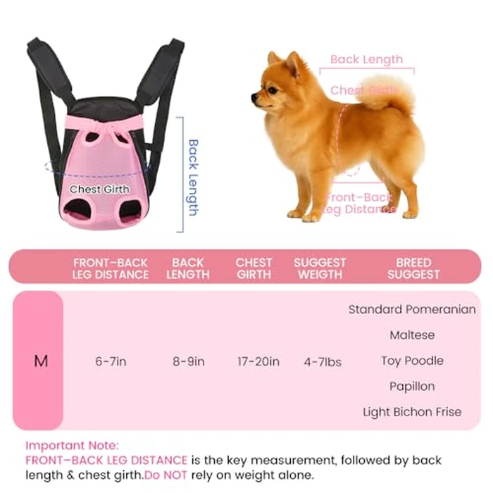 Mosago Dog Backpack Carrier, Thick Straps & Cushion, Pet Sling Front Backpacks for Small Medium Dogs 4-7 Lbs, Legs Out, Adjustable Wearable Puppy Chest Travel Bag, Easy-Fit for Hiking/Walking/Camping by mosago - Image 2