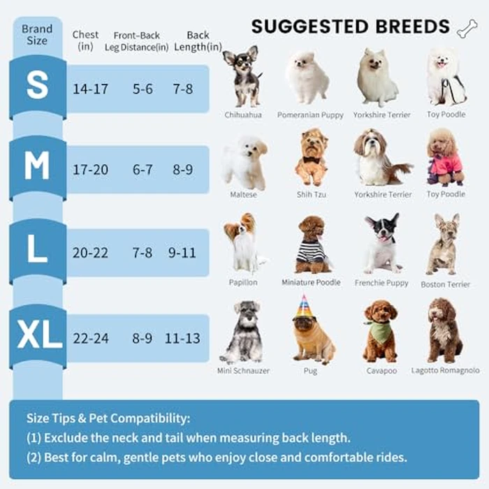 Mosago Dog Backpack Carrier, Thick Straps & Cushion, Pet Sling Front Backpacks for Small Medium Dogs 4-7 Lbs, Legs Out, Adjustable Wearable Puppy Chest Travel Bag, Easy-Fit for Hiking/Walking/Camping by mosago - Image 3