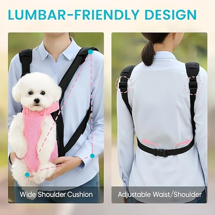 Mosago Dog Backpack Carrier, Thick Straps & Cushion, Pet Sling Front Backpacks for Small Medium Dogs 4-7 Lbs, Legs Out, Adjustable Wearable Puppy Chest Travel Bag, Easy-Fit for Hiking/Walking/Camping by mosago - Image 6