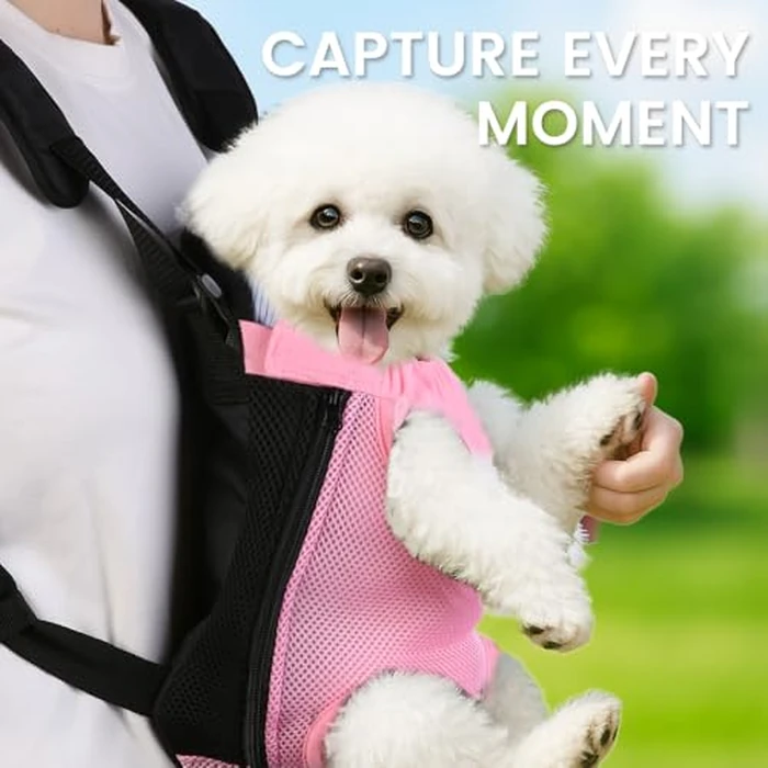 Mosago Dog Backpack Carrier, Thick Straps & Cushion, Pet Sling Front Backpacks for Small Medium Dogs 4-7 Lbs, Legs Out, Adjustable Wearable Puppy Chest Travel Bag, Easy-Fit for Hiking/Walking/Camping by mosago - Image 7