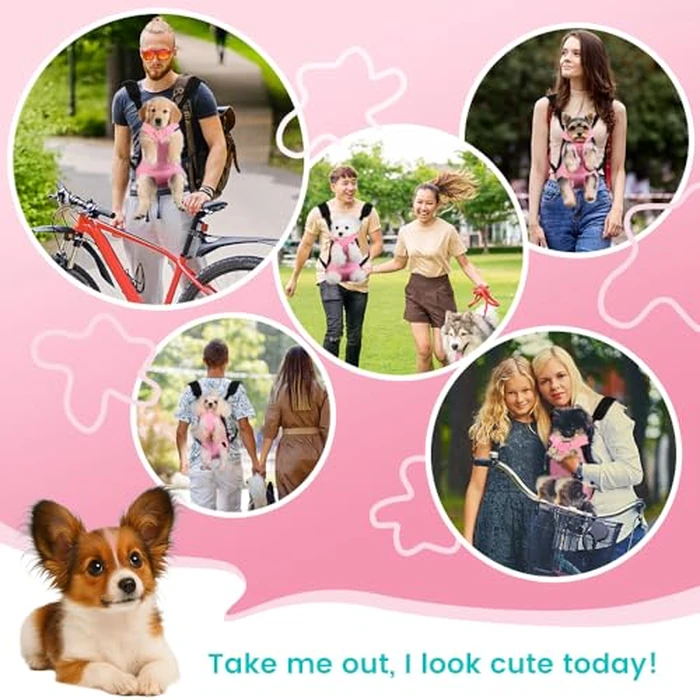 Mosago Dog Backpack Carrier, Thick Straps & Cushion, Pet Sling Front Backpacks for Small Medium Dogs 4-7 Lbs, Legs Out, Adjustable Wearable Puppy Chest Travel Bag, Easy-Fit for Hiking/Walking/Camping by mosago - Image 8