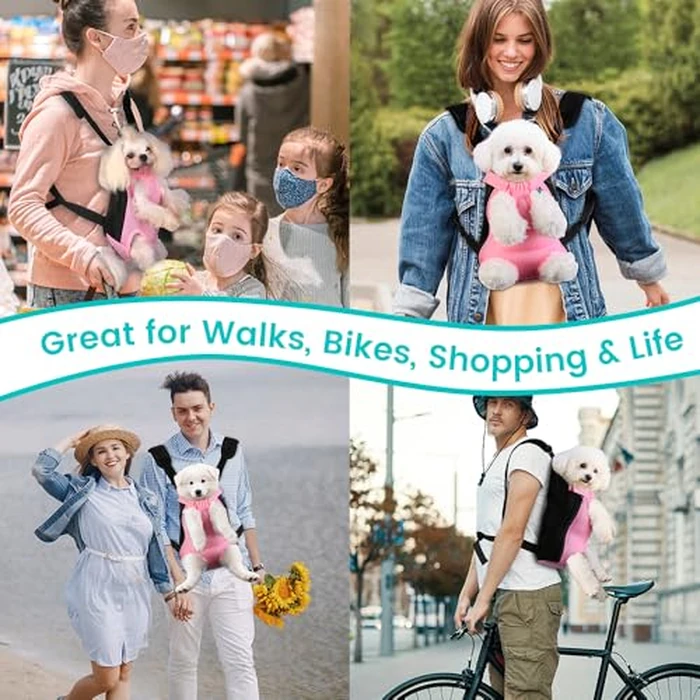 Mosago Dog Backpack Carrier, Thick Straps & Cushion, Pet Sling Front Backpacks for Small Medium Dogs 4-7 Lbs, Legs Out, Adjustable Wearable Puppy Chest Travel Bag, Easy-Fit for Hiking/Walking/Camping by mosago - Image 9