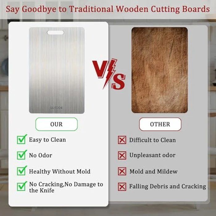 Stainless Steel Cutting Board - 304 Cutting Boards for kitchen, Food Grade 2 Sided Cutting Board, Meat Fruit & Vegetable Chopping Boards Necessities for Home Outdoor Camping Meal Prep (18.1 X 11.8 in) by Jnfmiler - Image 5