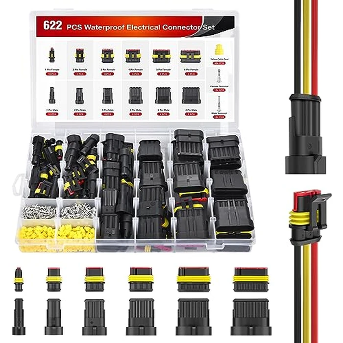 Nilight 622PCS 1 2 3 4 5 6 Pin Electrical Connector Plug Male Female Terminal Wire Connectors Waterproof Quick Connect Set for Car Truck Motorcycle Marine Boat 43 Sets by Nilight - Used - Like New condition - US$22.34
