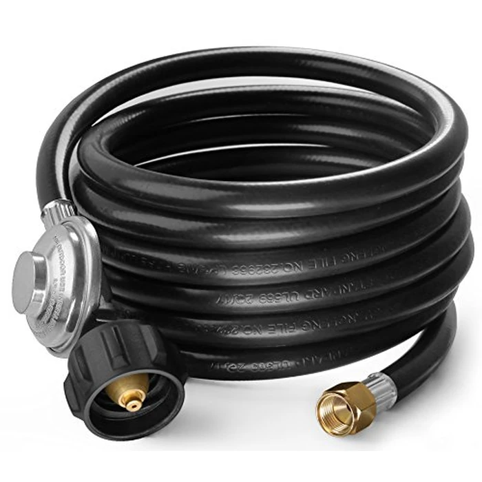 DOZYANT 12 Feet Universal QCC1 Low Pressure Propane Regulator Grill Replacement with 12 FT Hose for Most LP Gas Grill, Heater and Fire Pit Table, 3/8" Female Flare Nut by DOZYANT - Used - Like New condition - US$22.30