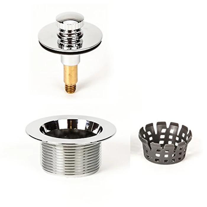 PF WaterWorks Lift Lock (Push Pull) Bathtub Tub Drain Assembly with Gasket - Coarse Thread 11.5 Threads Per Inch - Includes Free Hair Catcher/Strainer to Eliminate Clogs, Chrome, PF0940-CH-LL-C by PermaFLOW - Image 2