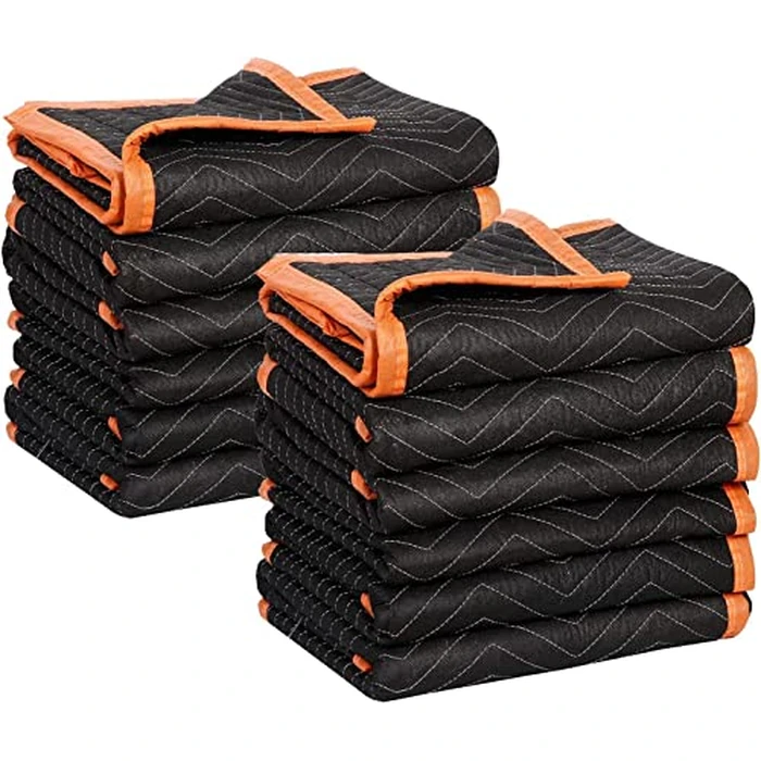 SIMPLI-MAGIC 79523 Heavy Duty Padded Moving Blankets, Black/Orange, 72” x 80”, 12 Pack by SIMPLI-MAGIC - Image 1