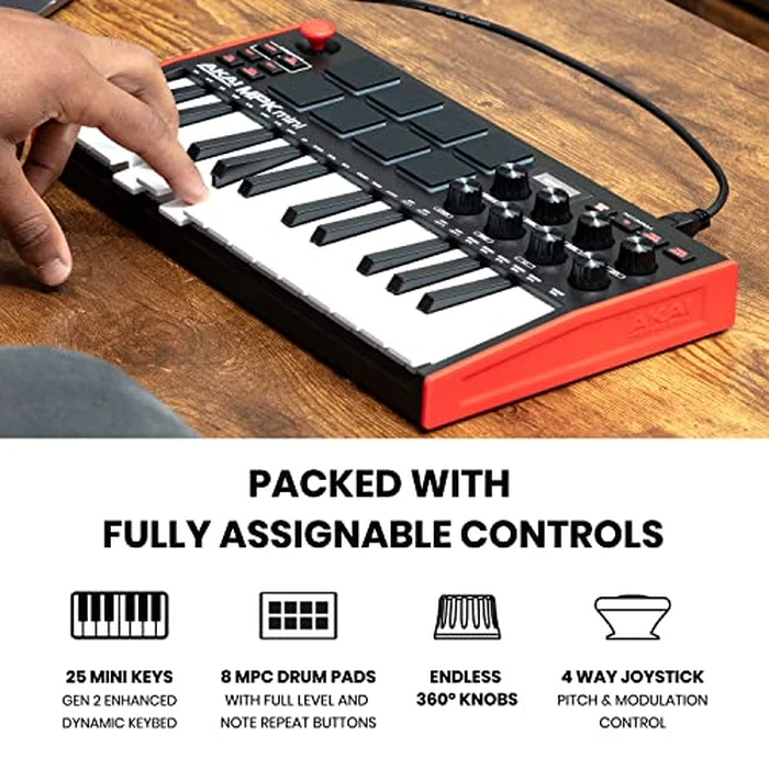 Akai Professional MPK Mini MK3-25 Key USB MIDI Keyboard Controller with 8 Backlit Drum Pads, 8 Knobs, Music Production Software and Native Instruments Sound Package (NKS Integration) by Akai Professional - Image 3