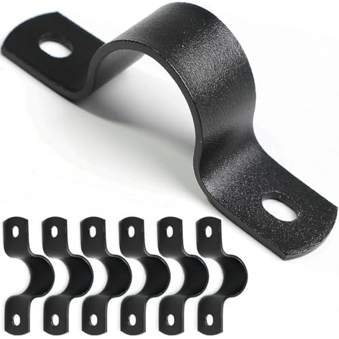 AGUTEA Black U-Clamps 1 INCH Metal Pipe Clamps 2-Hole U-Brackets Suitable for DIY Pipe Fixing (Pack of 6) by AGUTEA - Used - Like New condition - US$11.09