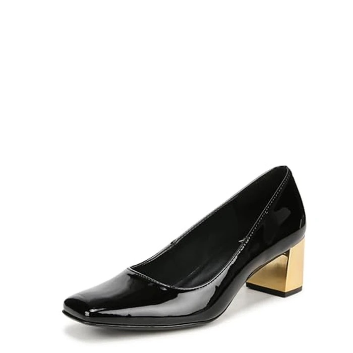 Naturalizer Womens Karina Low Block Heel Square Toe Pump, Black Patent, 7.5 by Naturalizer - Image 1