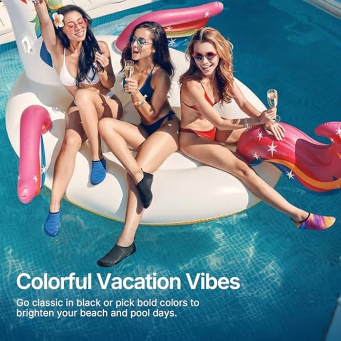 Water Shoes for Women Men Quick-Dry Aqua Socks Swim Beach Barefoot Yoga Exercise Wear Sport Accessories Pool Camping Must Haves Adult Youth Size, Black-w001, 11.5-12.5 Women/10.5-11.5 Men by ATHMILE - Image 3