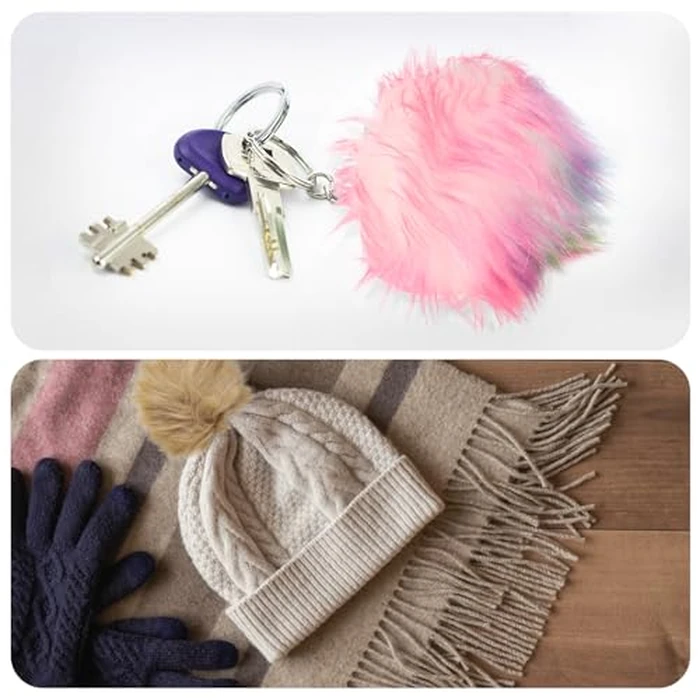 PATIKIL Faux Fur Pom Poms for Hats, 6 Pcs Fluffy Soft Fur Poms Balls with Elastic Loop for Keychain Knitting Hats DIY Scarves Gloves Bag Christmas, Red by PATIKIL - Image 5